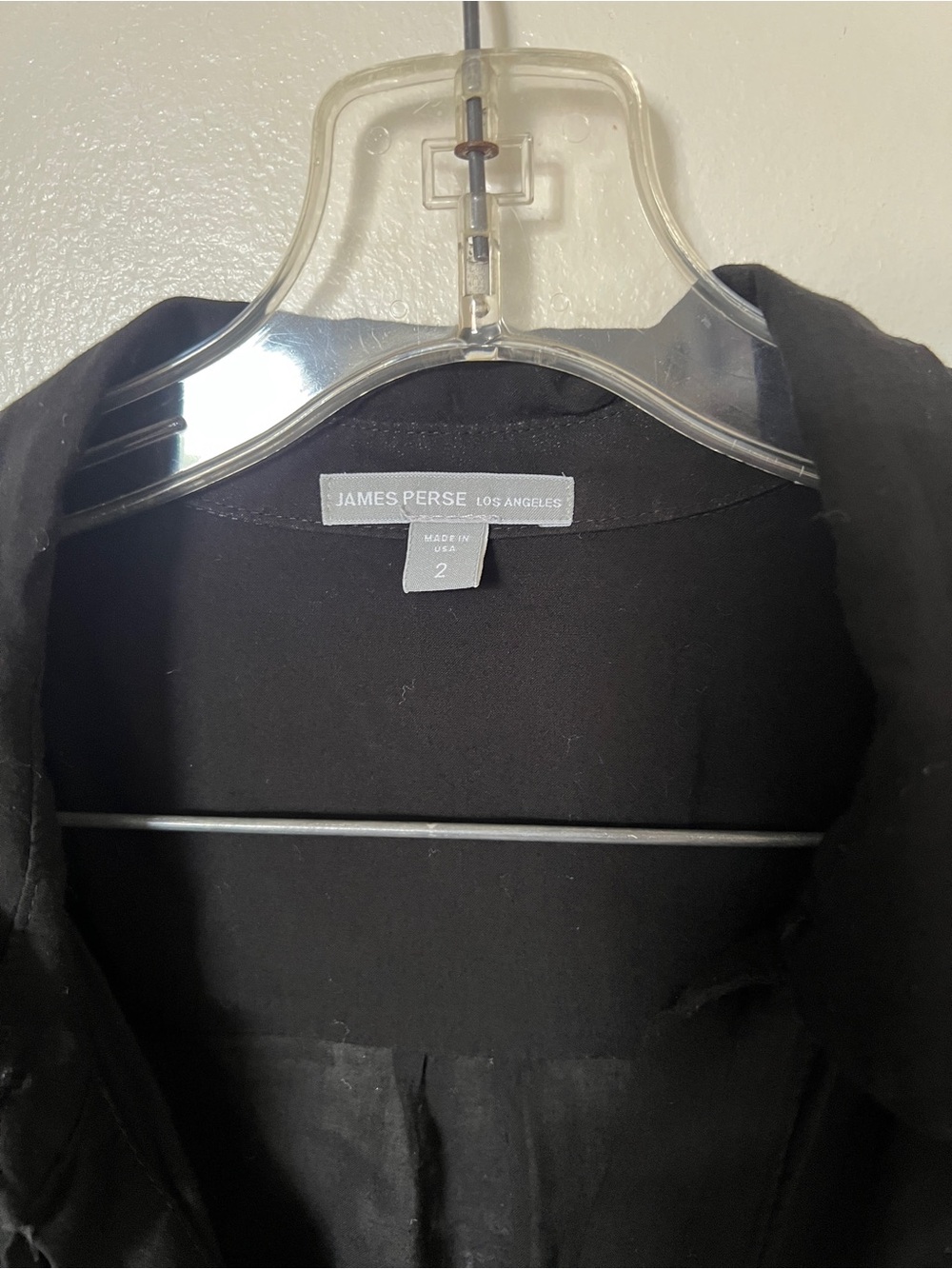 James Perse Women’s Black Blouse Size M Classic Minimalist Button Front Shirt - Picture 3 of 7